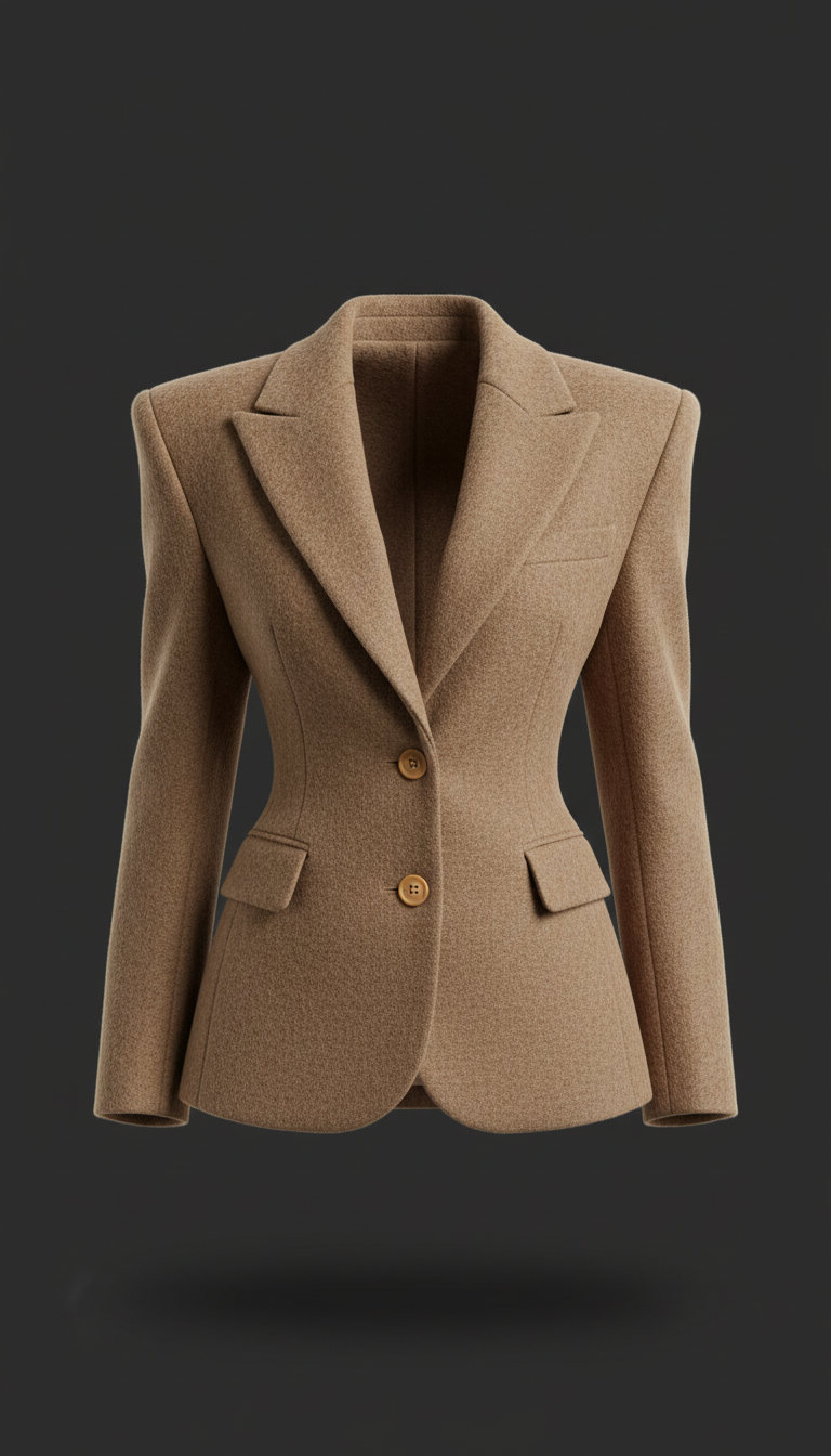 Sculpted wool blazer with notch lapel