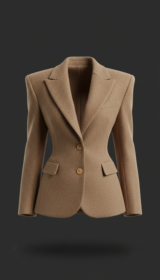 Sculpted wool blazer with notch lapel