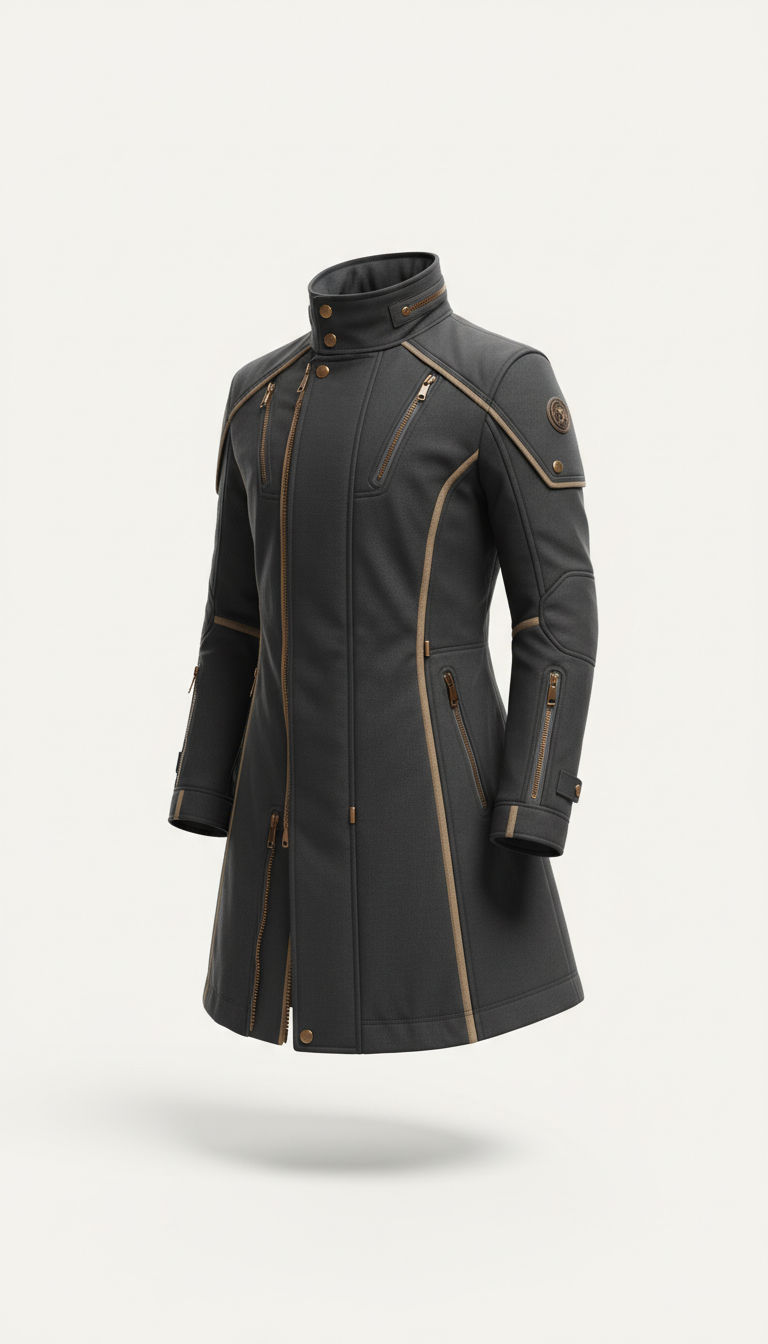 Elevated technical overcoat with water-repellent finish