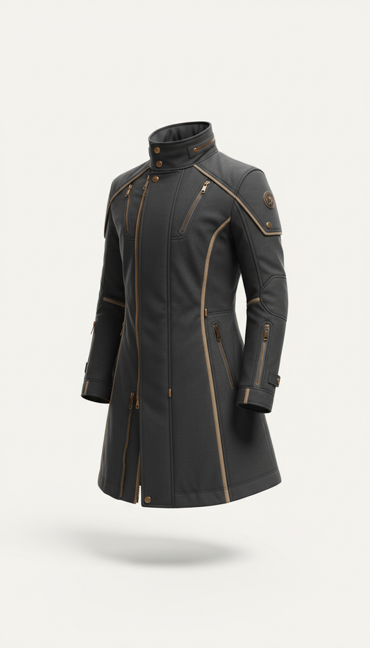 Elevated technical overcoat with water-repellent finish