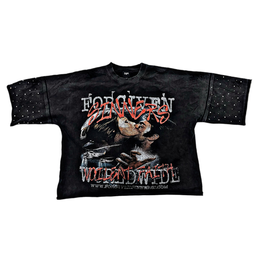 “Captive” Studded Distressed Tee